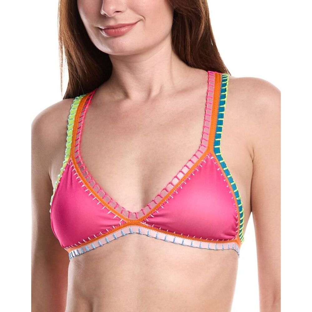Pq Swim Womens Crochet Trim Top, Pink